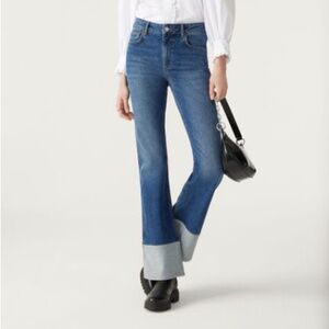 Ba&sh Slim Straight Leg Cuffed Denim Jeans